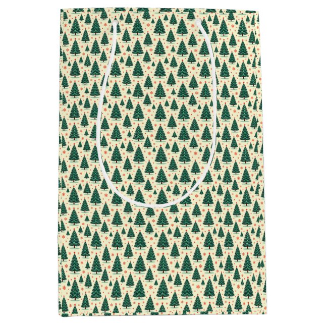 Sacola Para Presentes Média Trees and Snowflakes (Frente)