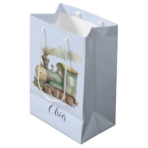 Sacola Para Presentes Média trem giro chá de fraldas, brinquedo bebê