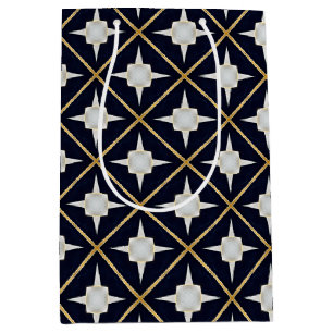 Sacola Para Presentes Média Trendência e elegante Luxo Dourado e Branco