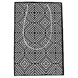 Sacola Para Presentes Média Trendy Black and White Aztec Design Gift Bag