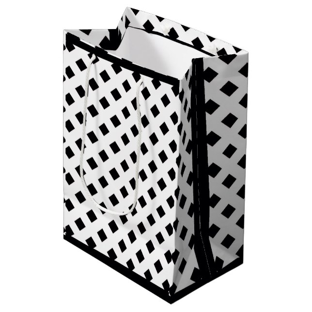 SACOLA PARA PRESENTES MÉDIA TRENDY BLACK SQUARE (Frente inclinada)