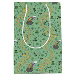 Sacola Para Presentes Média Trendy Green Sorte & Joy Dia de São Patrício Whims