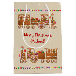 Sacola Para Presentes Média Trens de Xmas bonitos