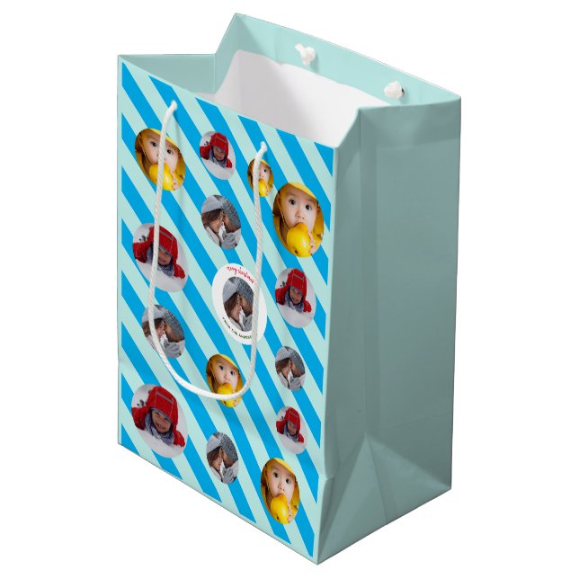 Sacola Para Presentes Média Três Foto Personalizada Blue Strike Fab Natal (Frente inclinada)