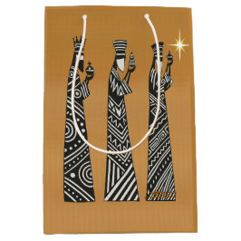 Sacola Para Presentes Média Três Homens Sábios Natal Preto e Branco Natividade
