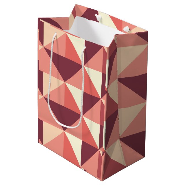 Sacola Para Presentes Média Triângulo Geométrico Rosa Roxo Pêssego  (Frente inclinada)