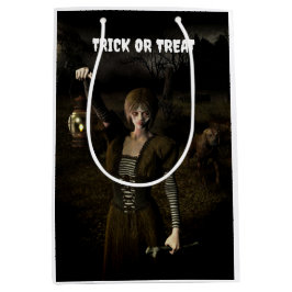Sacola Para Presentes Média Trick or Treat. Thin female carrying lamp