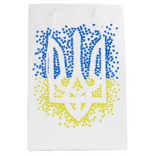 Sacola Para Presentes Média Tridente de emblem ucraniano trizub espalhando cor