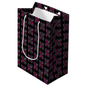 Sacola Para Presentes Média Triplo Dia Negro Dos Cascos Mortos Rosas Rosa