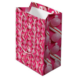 Sacola Para Presentes Média Triturações de cor rosa e doces de mint