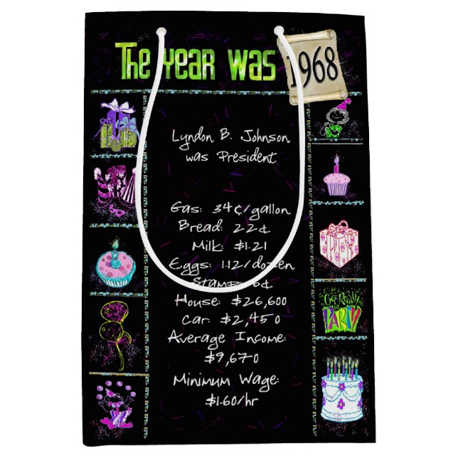 Sacola Para Presentes Média Trivia Divertida De 1968, Ano De Nascimento, A Pre (Frente)