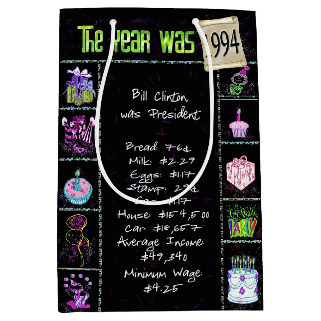 Sacola Para Presentes Média Trivia Divertida De 1994, Ano De Nascimento, A Pre (Frente)