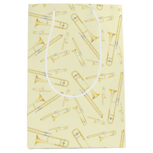 Sacola Para Presentes Média Trombone Musical Banda Professora Média de Presen