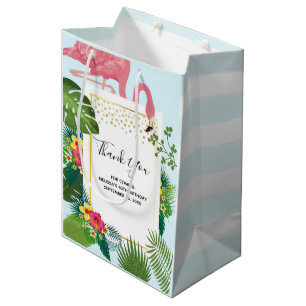 Sacola Para Presentes Média Tropical Flamingo, Rosa na moda, Muito Obrigado