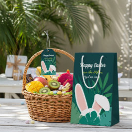 Sacola Para Presentes Média Tropical Jungle Easter Bunny Custom Gift Bag
