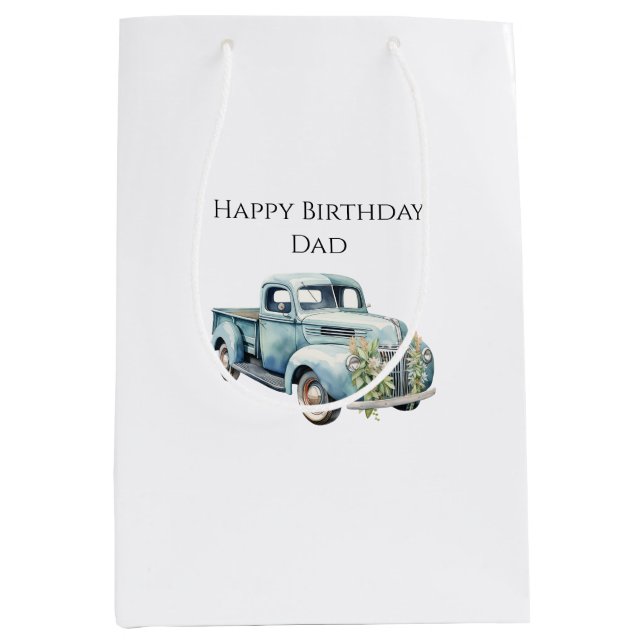 Sacola Para Presentes Média Trucks Dad Birthday (Frente)