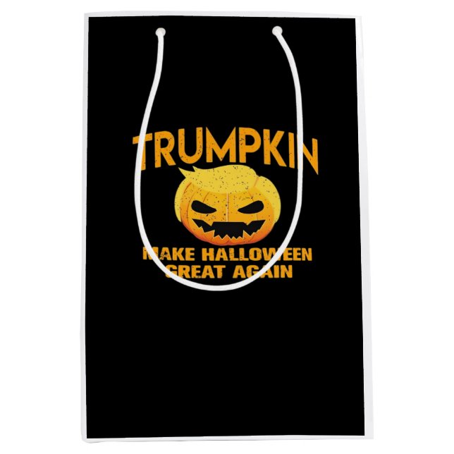 Sacola Para Presentes Média Trumpkin Faz Excelente De Halloween De Novo - Slot (Frente)