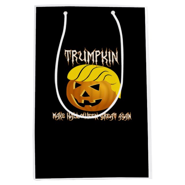 Sacola Para Presentes Média Trumpkin Faz Excelente De Halloween Novamente (Frente)