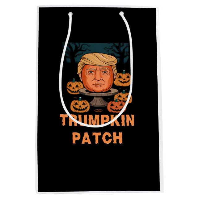 Sacola Para Presentes Média Trumpkin Halloween - Engraçado Pumpkin Político De (Frente)