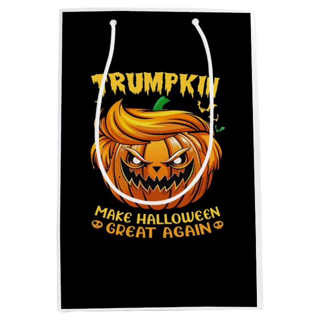 Sacola Para Presentes Média Trumpkin Halloween - Faça Excelente De Halloween N (Frente)