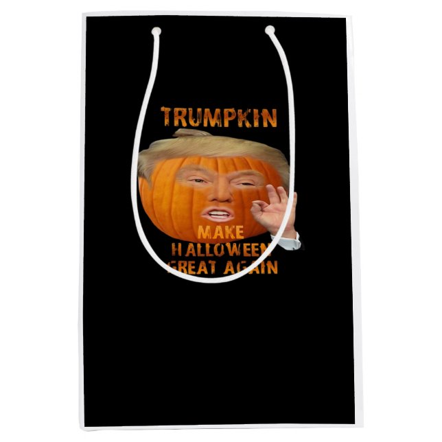 Sacola Para Presentes Média Trumpkin Pumpkin Faz Excelente De Halloween Novame (Frente)