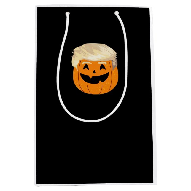 Sacola Para Presentes Média Trumpkin Pumpkin Halloween Clássico (Frente)