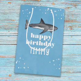 Sacola Para Presentes Média Tubarões Festas de aniversário Blue Boys Personali