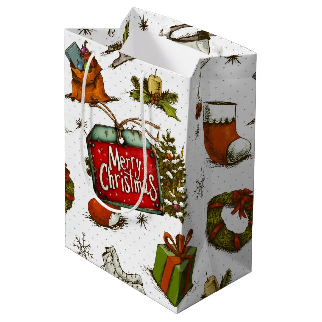 Sacola Para Presentes Média Tudo um Natal Alegre (Verso inclinado)