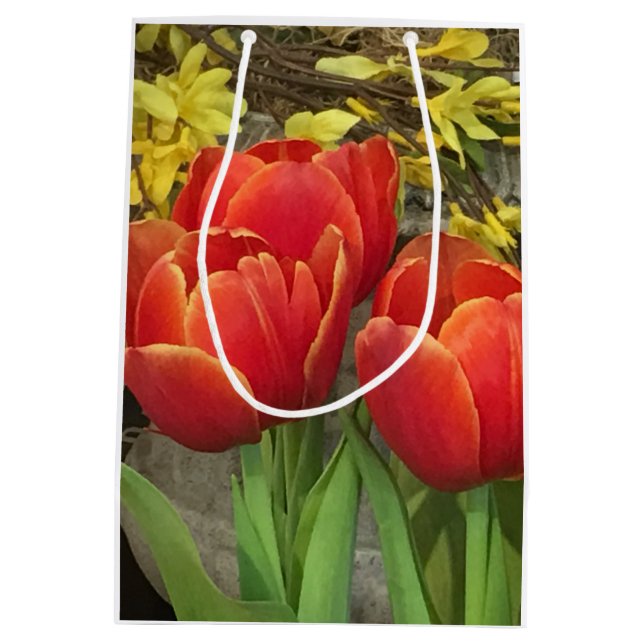 Sacola Para Presentes Média Tulipas Alegres (Verso)