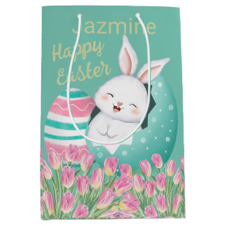 Sacola Para Presentes Média Tulipas De Ovos De Coelho Da Páscoa