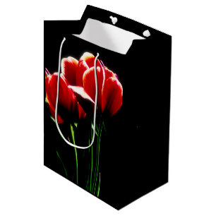 Sacola Para Presentes Média Tulipas Vermelhas
