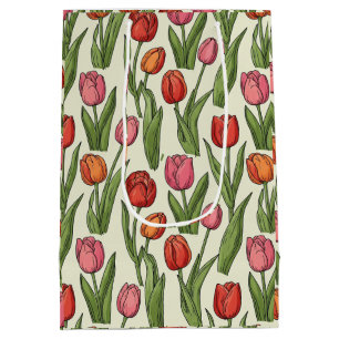 Sacola Para Presentes Média Tulipas vermelhas Design