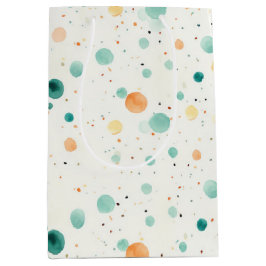 Sacola Para Presentes Média Turquesa Pontos de Tangerina