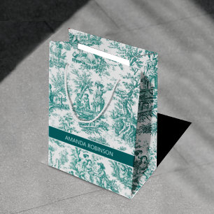 Sacola Para Presentes Média Turquoise teal de jouy