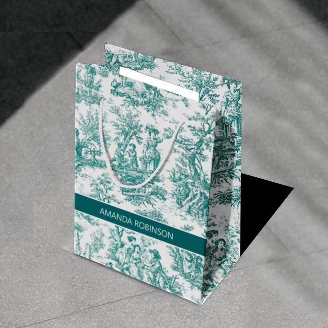 Sacola Para Presentes Média Turquoise teal de jouy (Criador carregado)