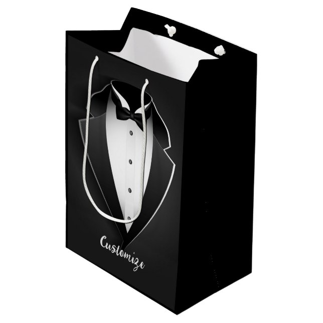 Sacola Para Presentes Média Tuxedo personalizado clássico (Frente inclinada)