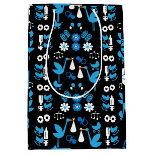 Sacola Para Presentes Média Twin Boy Stalk Delivery Blue