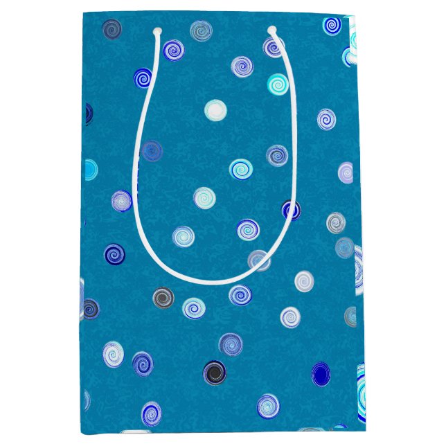 Sacola Para Presentes Média Twisty Polka Dot Spirals Blue Gift Bag (Frente)