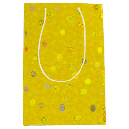 Sacola Para Presentes Média Twisty Polka Dot Spirals Yellow Gift Bag