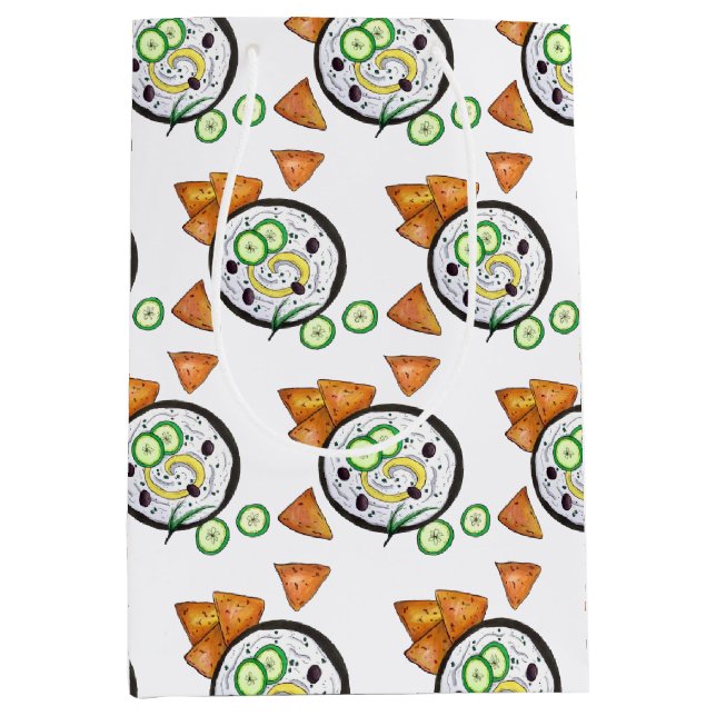 Sacola Para Presentes Média Tzatziki Grécia Meze Dip Comida Mediterrâneo (Frente)