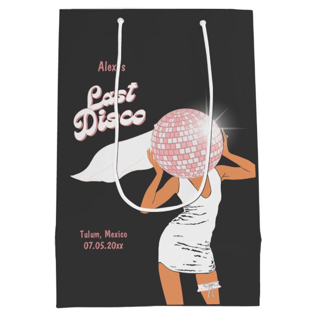 Sacola Para Presentes Média Última Bachelorette Disco Preto (Verso)