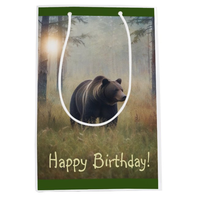 Sacola Para Presentes Média Um Beary Happy Birthday (Frente)