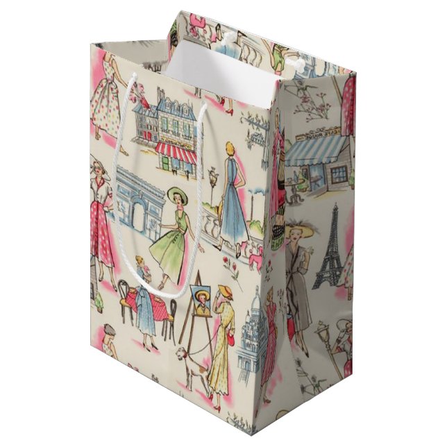 Sacola Para Presentes Média Um dia em Paris (Frente inclinada)