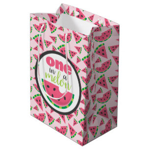 Sacola Para Presentes Média Um em um Melão Fatias de Melancia e Cor-de-Rosa