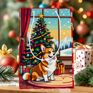 Sacola Para Presentes Média Um Natal de Corgi Festivo Fofo