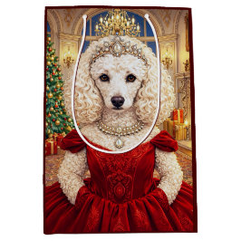Sacola Para Presentes Média Um Natal de Poodle Feriado