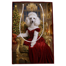 Sacola Para Presentes Média Um Natal de Poodle Feriado