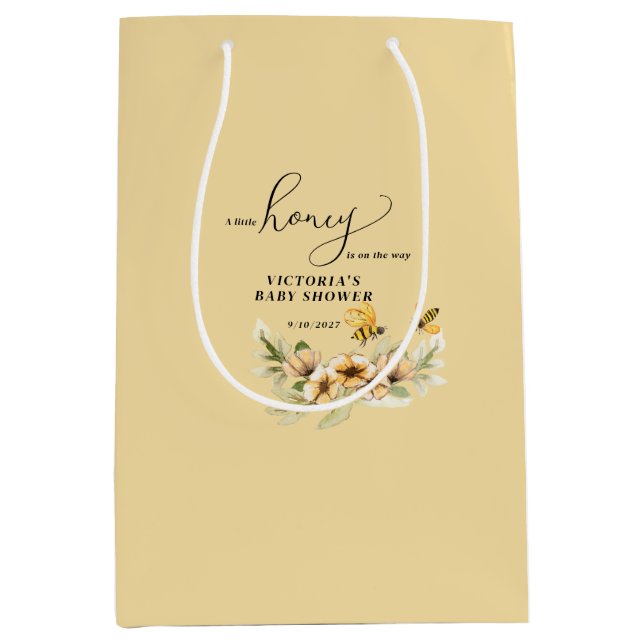 Sacola Para Presentes Média Um pequeno Chá de fraldas de abelha (Frente)