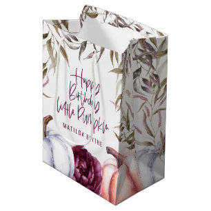 Sacola Para Presentes Média Uma pequena festa de aniversário floral de abóbo