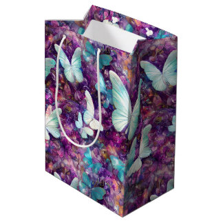 Sacola Para Presentes Média Uma Série de Borboletas Místicas Design 7